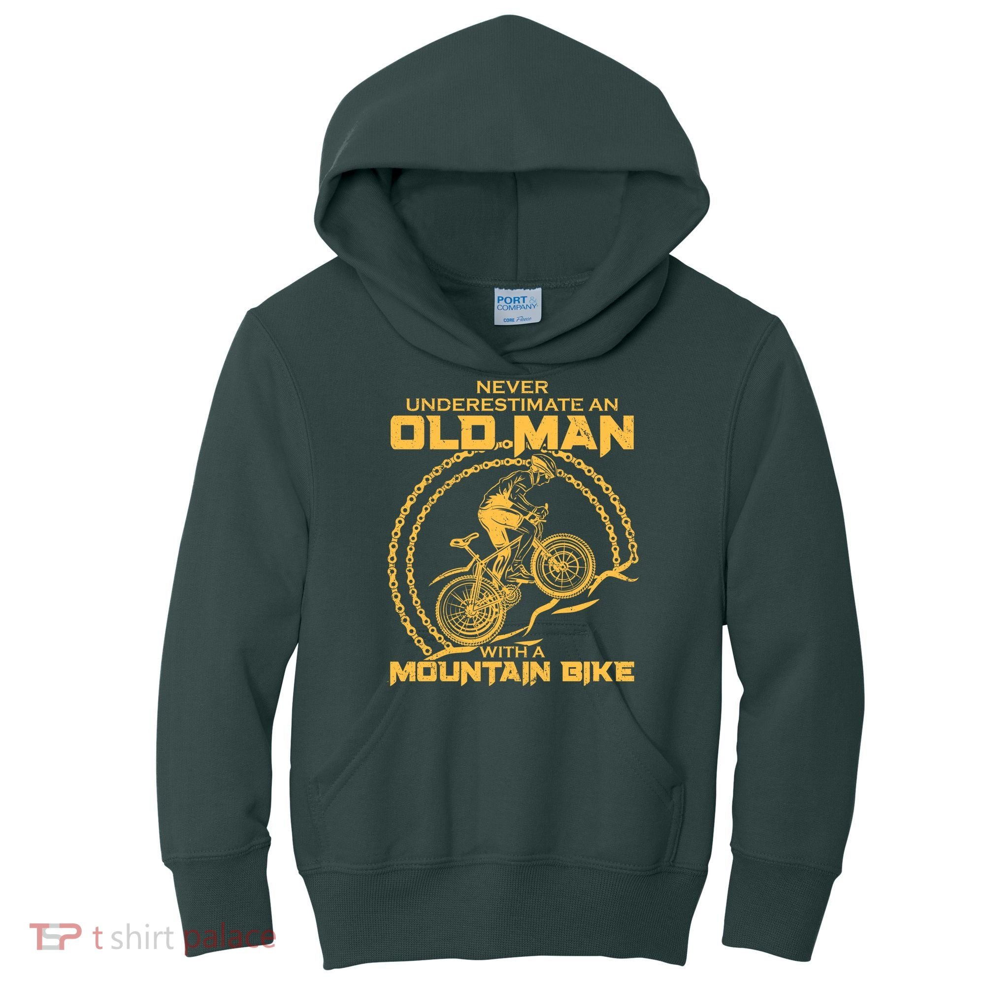 Never Underestimate An Old Man With A Mountain Bike Kids Hoodie