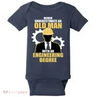 Never Underestimate An Old Man With An Engineering Degree Baby Bodysuit thumb 0
