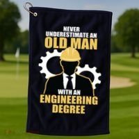 Never Underestimate An Old Man With An Engineering Degree Golf Towel thumb 1