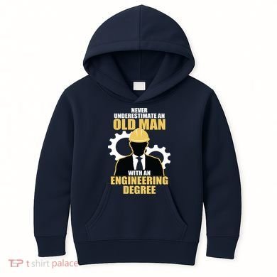 Never Underestimate An Old Man With An Engineering Degree Kids Hoodie