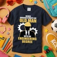 Never Underestimate An Old Man With An Engineering Degree Kids T-Shirt thumb 3