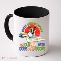 Never Underestimate An Old Man With Dogs And Books Coffee Mug thumb 0