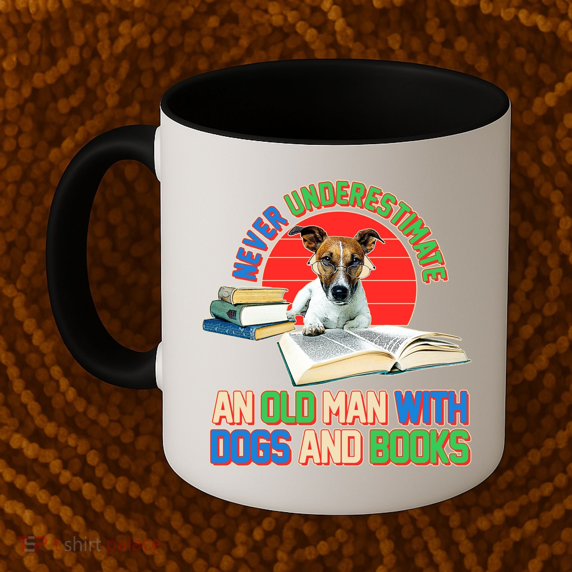 Never Underestimate An Old Man With Dogs And Books Coffee Mug