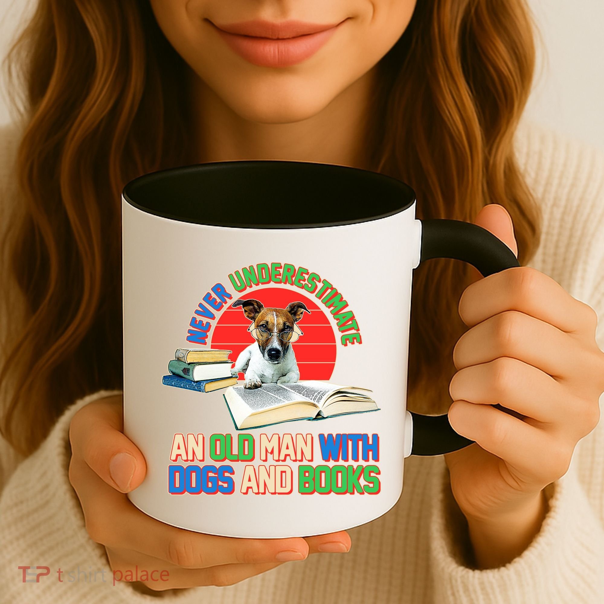 Never Underestimate An Old Man With Dogs And Books Coffee Mug