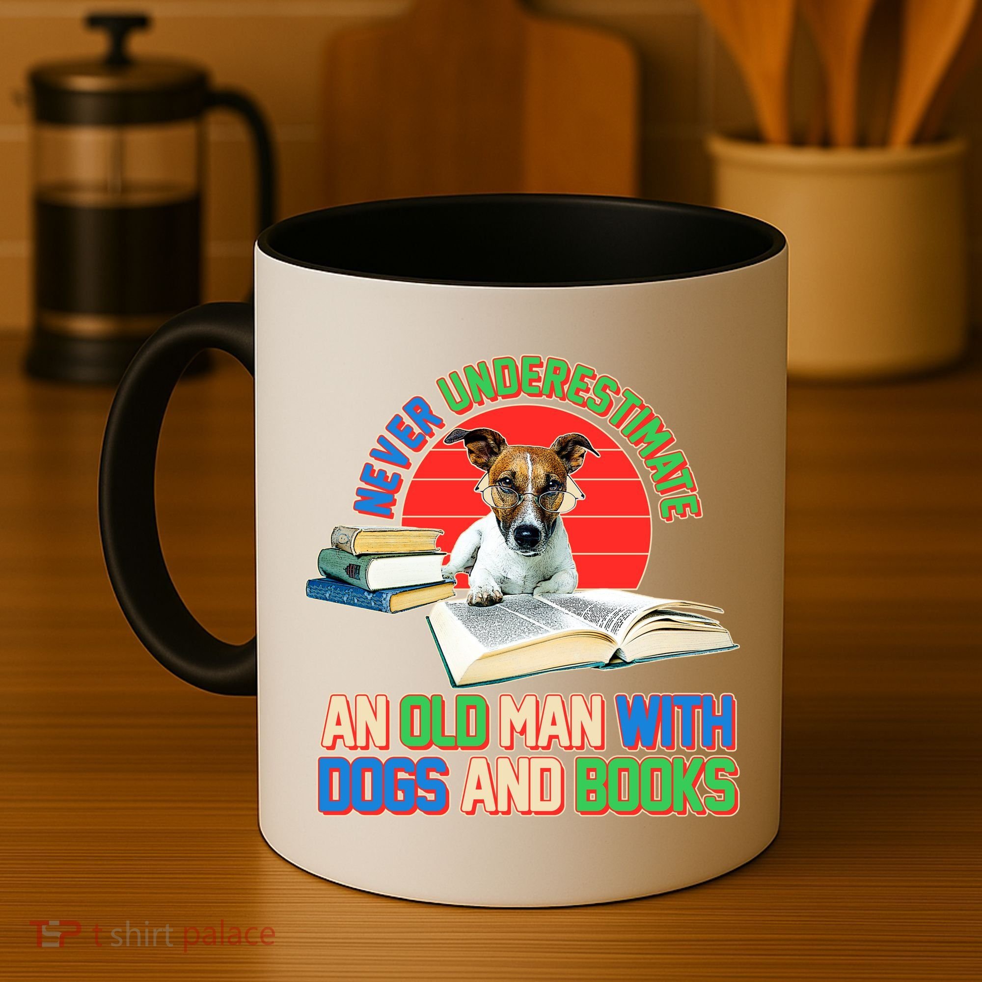 Never Underestimate An Old Man With Dogs And Books Coffee Mug