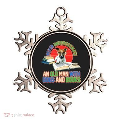 Never Underestimate An Old Man With Dogs And Books Ornament