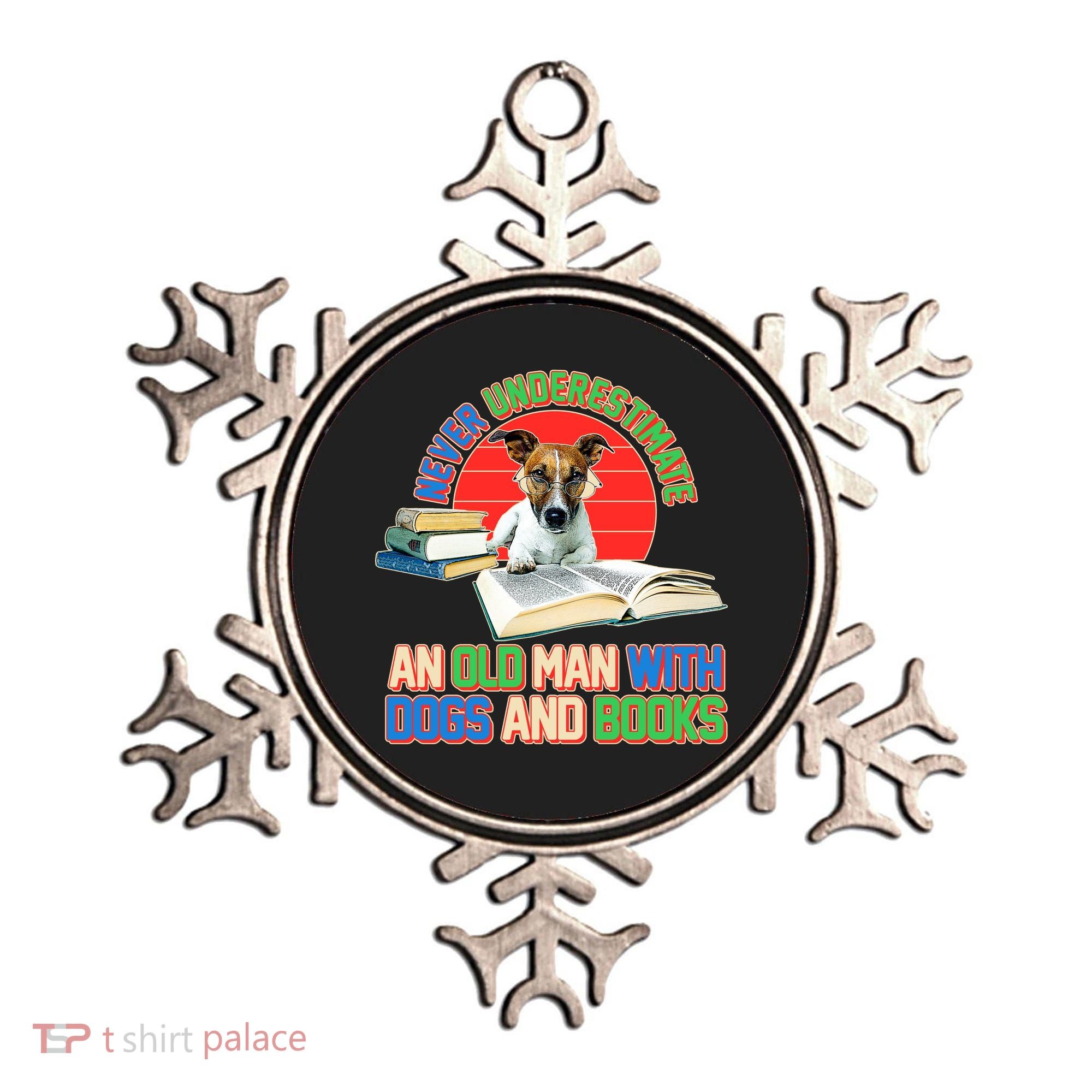 Never Underestimate An Old Man With Dogs And Books Ornament