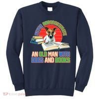 Never Underestimate An Old Man With Dogs And Books Sweatshirt thumb 0