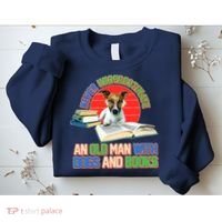 Never Underestimate An Old Man With Dogs And Books Sweatshirt thumb 2