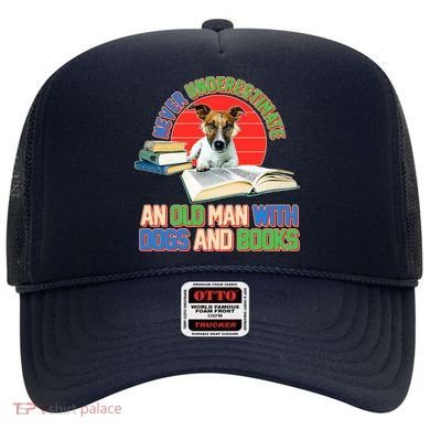 Never Underestimate An Old Man With Dogs And Books Hat