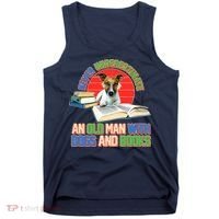 Never Underestimate An Old Man With Dogs And Books Tank Top thumb 0