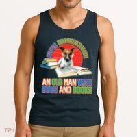 Never Underestimate An Old Man With Dogs And Books Tank Top thumb 3