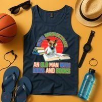 Never Underestimate An Old Man With Dogs And Books Tank Top thumb 4
