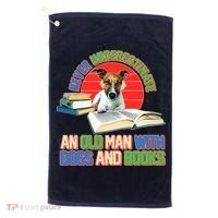 Never Underestimate An Old Man With Dogs And Books Golf Towel thumb 0