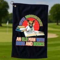 Never Underestimate An Old Man With Dogs And Books Golf Towel thumb 1