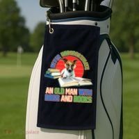 Never Underestimate An Old Man With Dogs And Books Golf Towel thumb 2