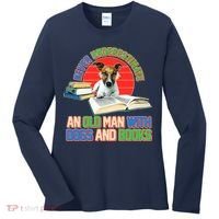 Never Underestimate An Old Man With Dogs And Books Women's Long Sleeve Shirt thumb 0