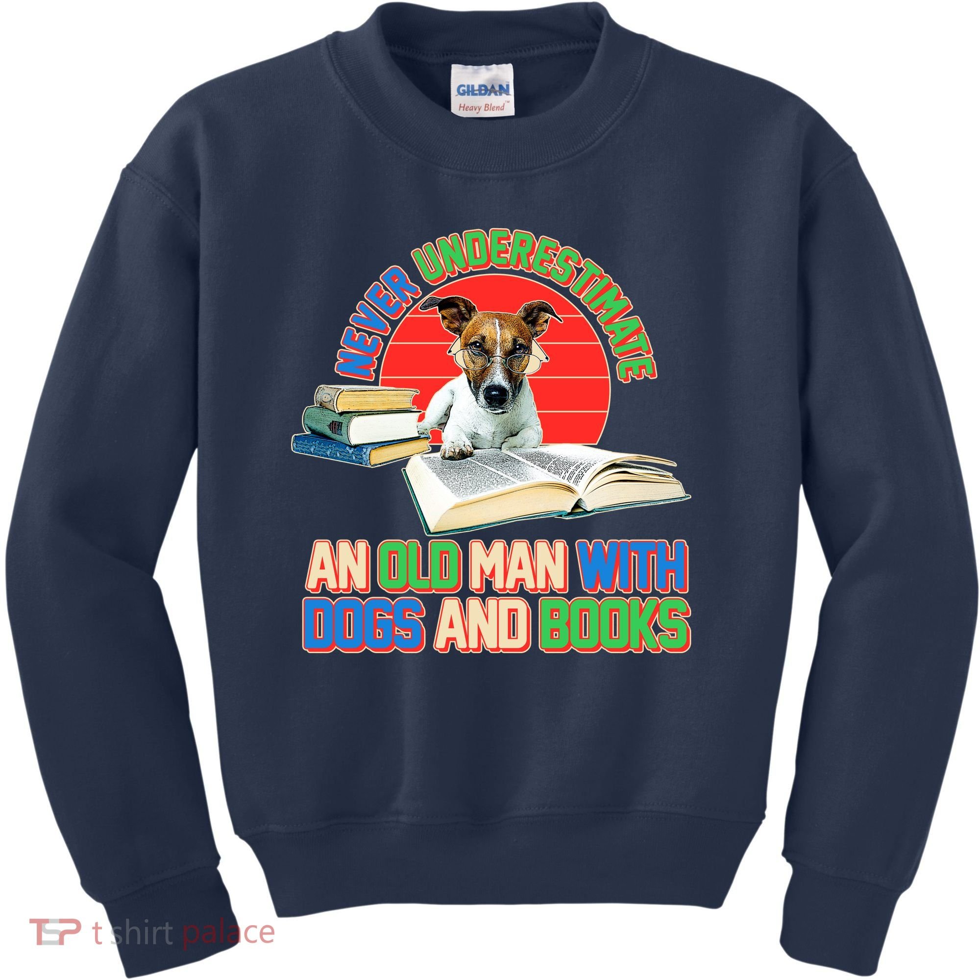 Never Underestimate An Old Man With Dogs And Books Kids Sweatshirt