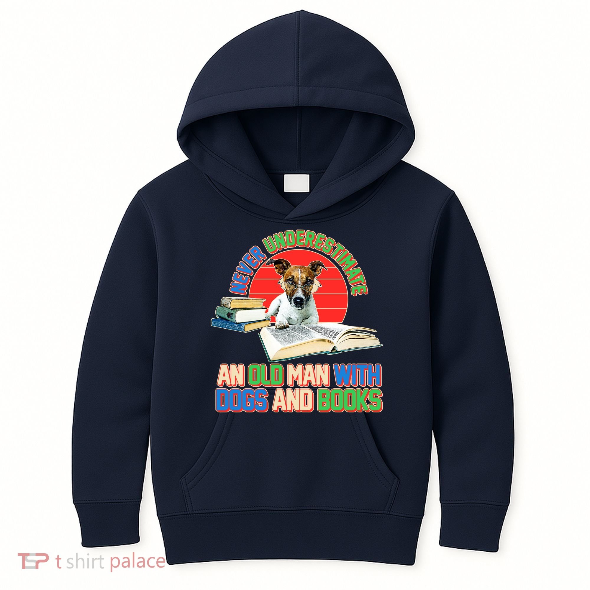 Never Underestimate An Old Man With Dogs And Books Kids Hoodie