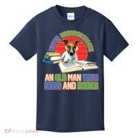 Never Underestimate An Old Man With Dogs And Books Kids T-Shirt thumb 0