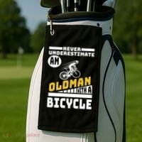 Never Underestimate An Oldman With A Bicycle Golf Towel thumb 2