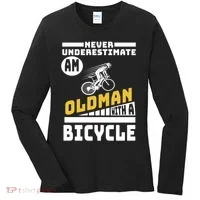 Never Underestimate An Oldman With A Bicycle Women's Long Sleeve Shirt thumb 0