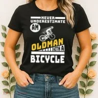 Never Underestimate An Oldman With A Bicycle Women's T-Shirt thumb 2