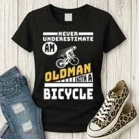 Never Underestimate An Oldman With A Bicycle Women's T-Shirt thumb 3