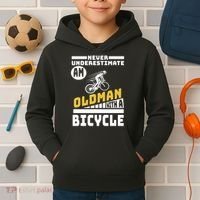 Never Underestimate An Oldman With A Bicycle Kids Hoodie thumb 2
