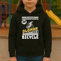Never Underestimate An Oldman With A Bicycle Kids Hoodie thumb 3