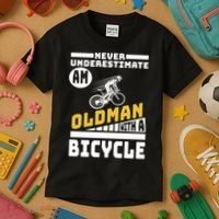 Never Underestimate An Oldman With A Bicycle Kids T-Shirt thumb 3