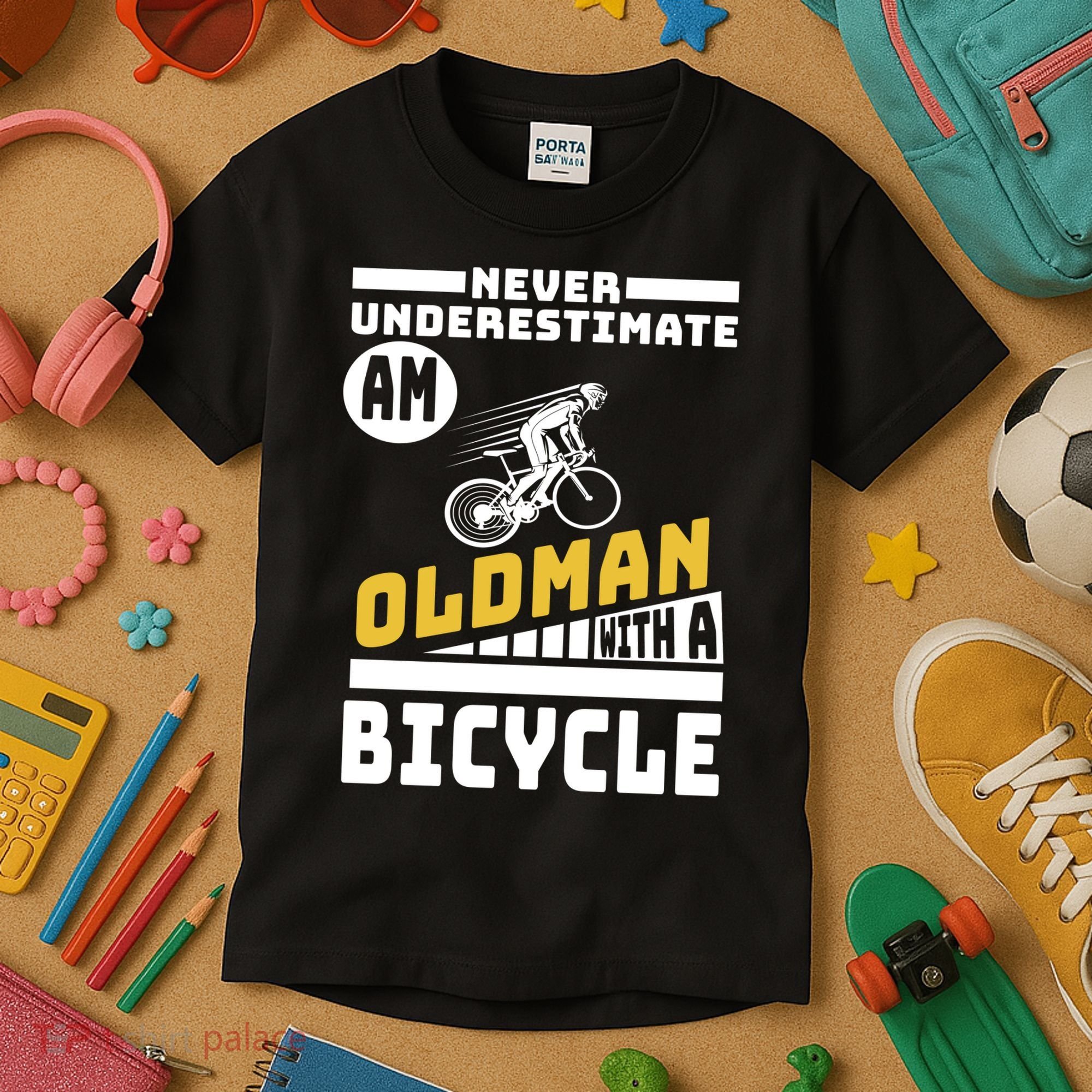 Never Underestimate An Oldman With A Bicycle Kids T-Shirt