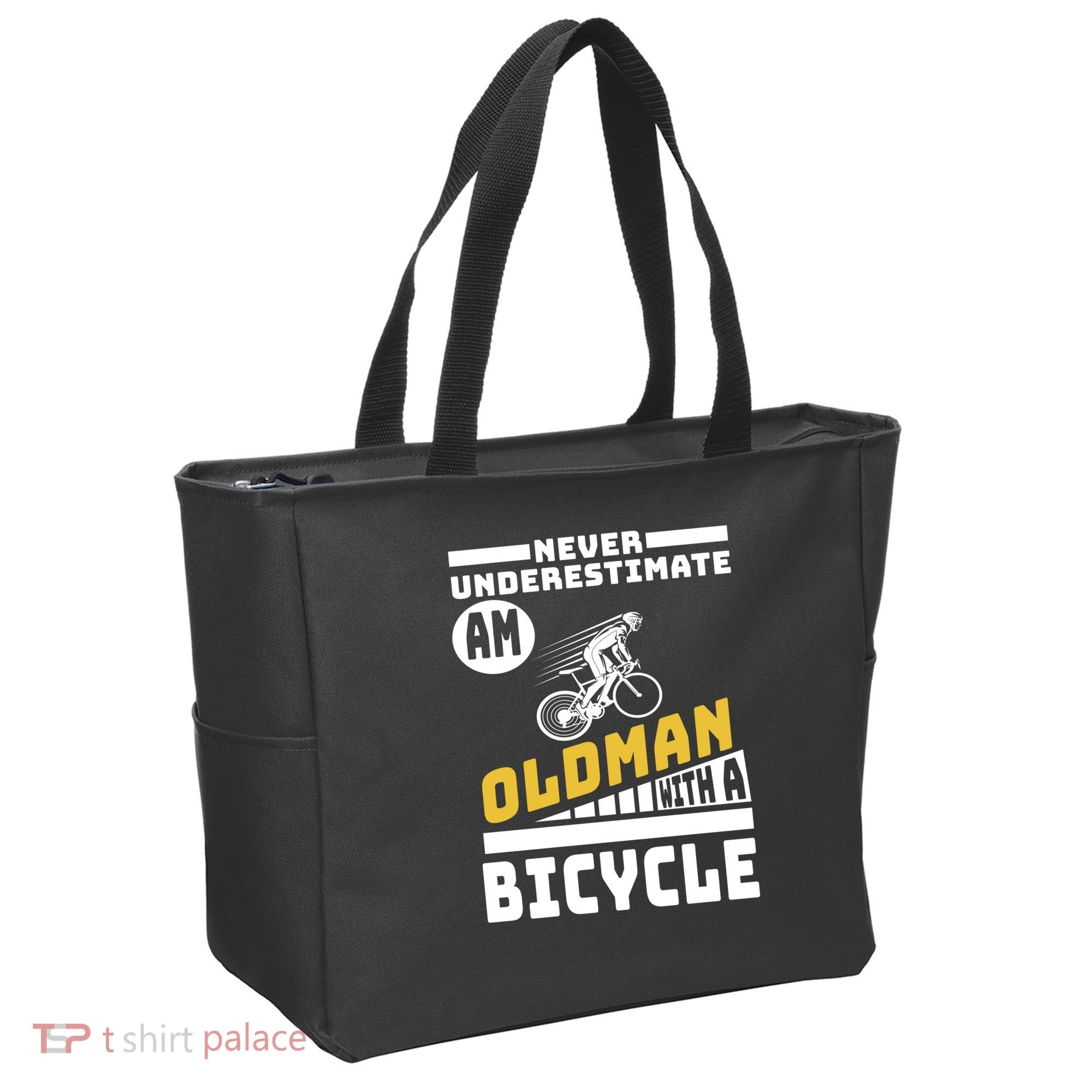 Never Underestimate An Oldman With A Bicycle Tote Bag