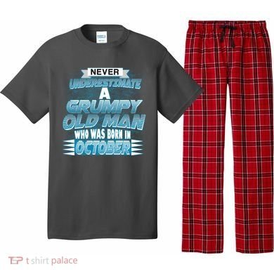 Never Underestimate Grumpy Old Man Born In October Pajama Set