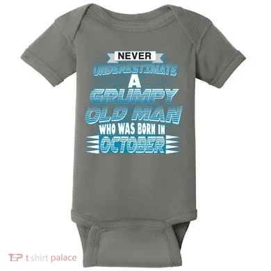 Never Underestimate Grumpy Old Man Born In October Baby Bodysuit