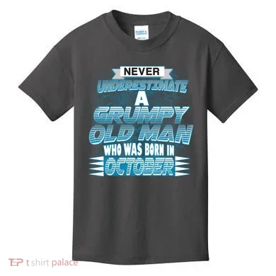 Never Underestimate Grumpy Old Man Born In October Kids T-Shirt