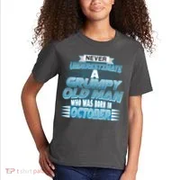 Never Underestimate Grumpy Old Man Born In October Kids T-Shirt thumb 2