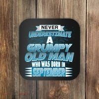 Never Underestimate Grumpy Old Man Born In September Coaster thumb 0