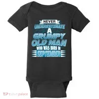 Never Underestimate Grumpy Old Man Born In September Baby Bodysuit thumb 0