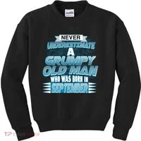 Never Underestimate Grumpy Old Man Born In September Kids Sweatshirt thumb 0