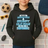 Never Underestimate Grumpy Old Man Born In September Kids Hoodie thumb 2