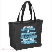 Never Underestimate Grumpy Old Man Born In September Tote Bag thumb 2