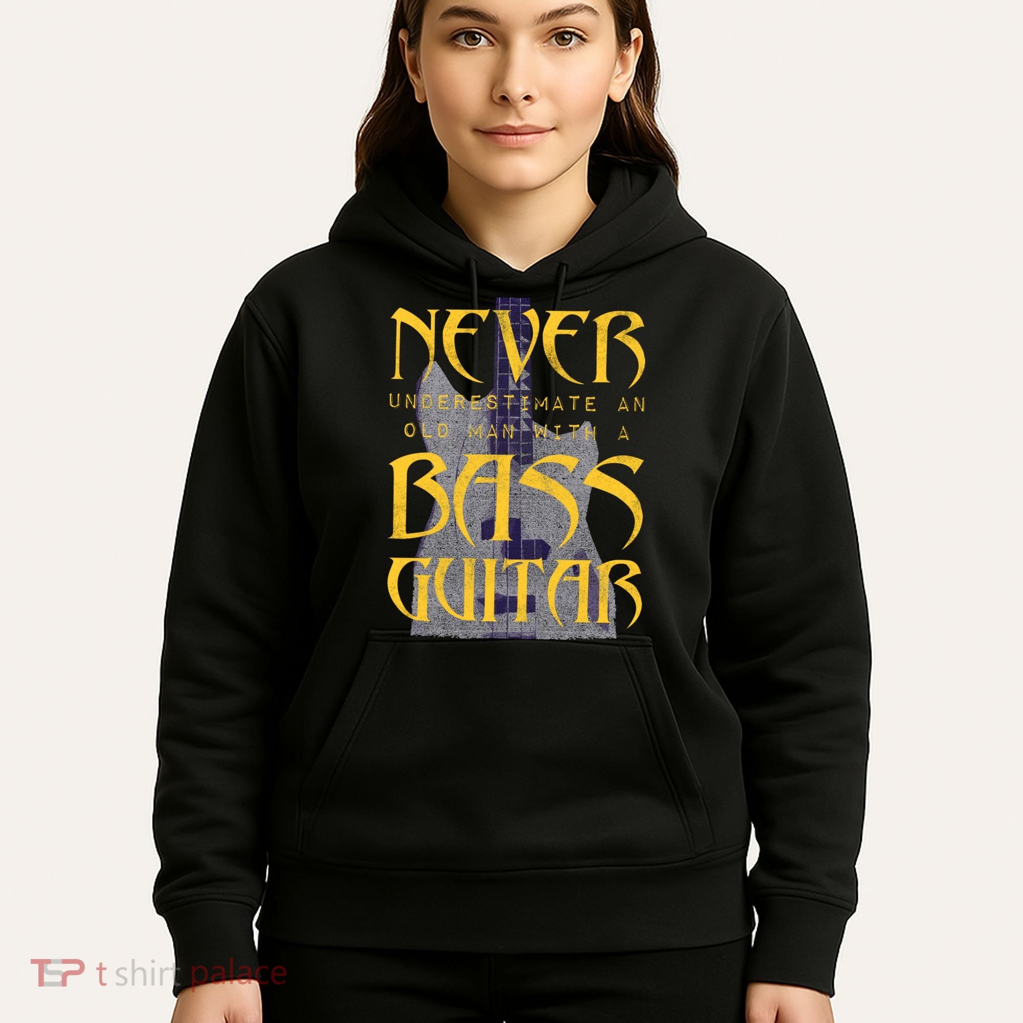 Never Underestimate Old Man With A Bass Guitar Hoodie