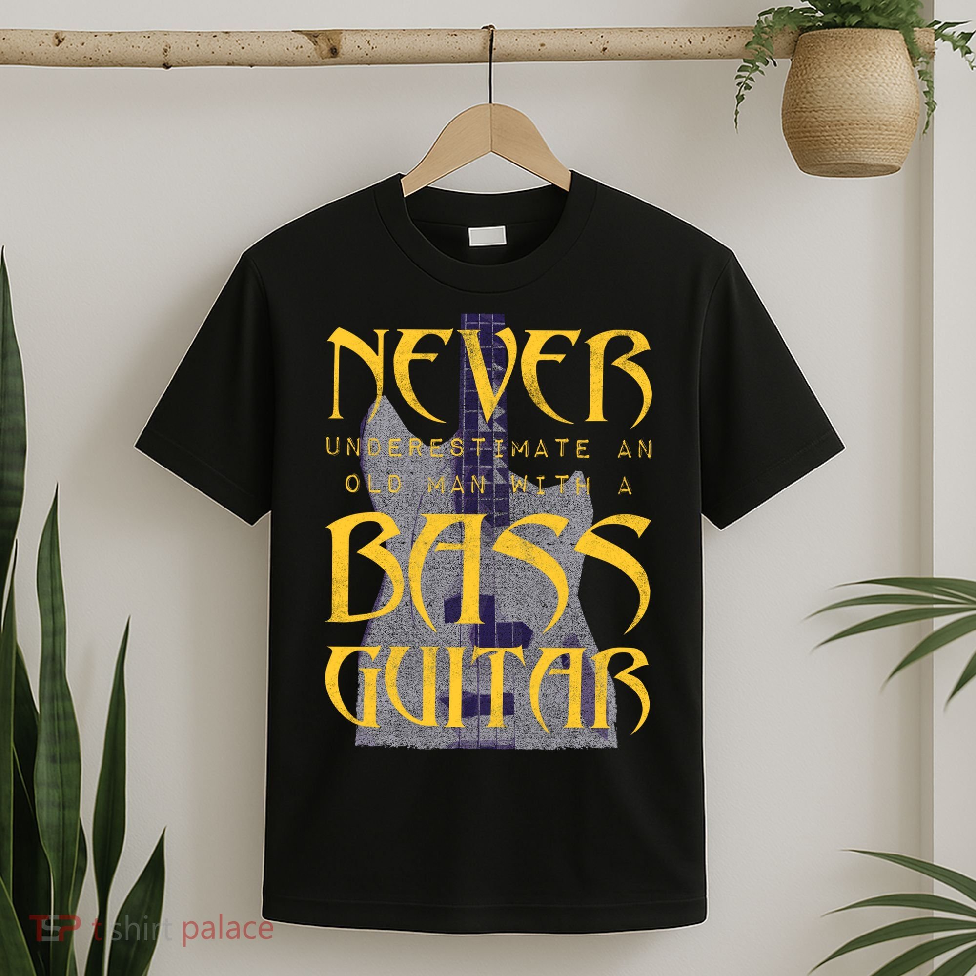 Never Underestimate Old Man With A Bass Guitar T-Shirt