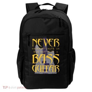 Never Underestimate Old Man With A Bass Guitar Backpack