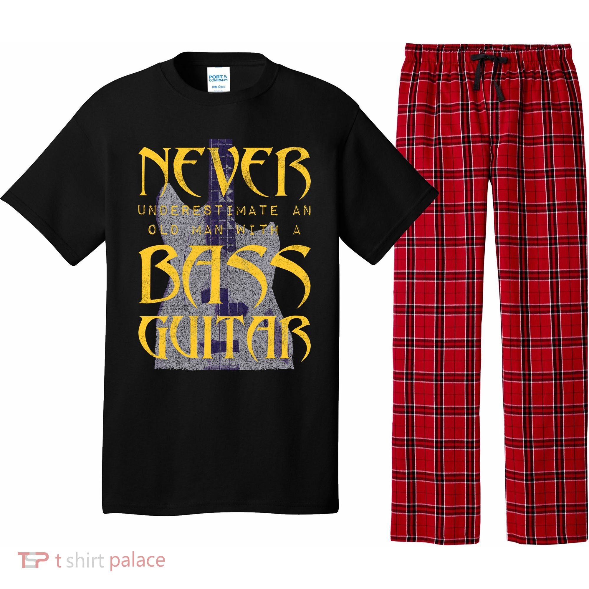 Never Underestimate Old Man With A Bass Guitar Pajama Set
