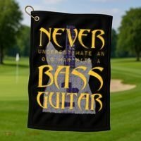 Never Underestimate Old Man With A Bass Guitar Golf Towel thumb 1