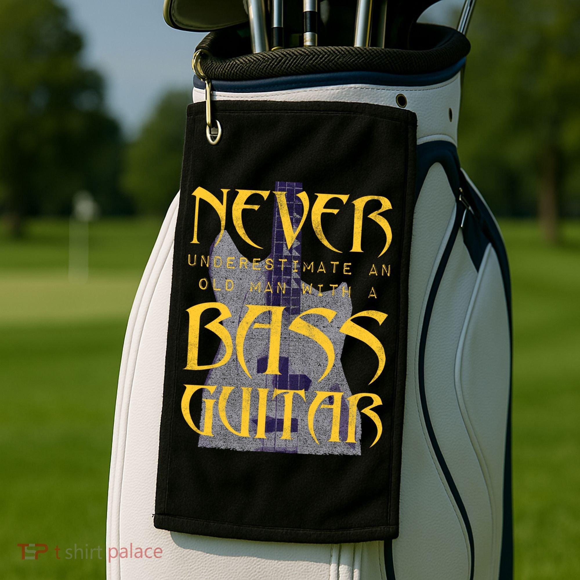 Never Underestimate Old Man With A Bass Guitar Golf Towel