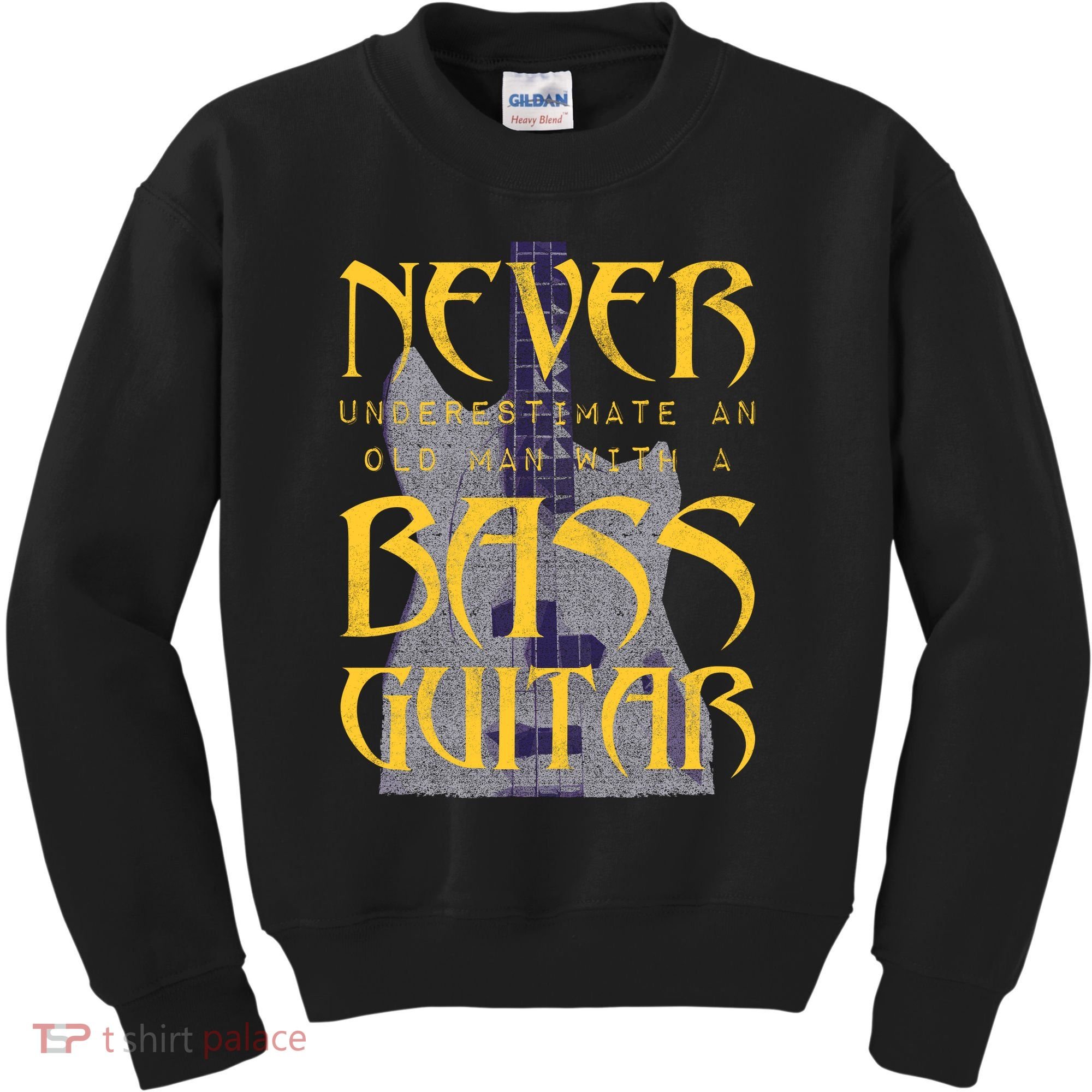 Never Underestimate Old Man With A Bass Guitar Kids Sweatshirt