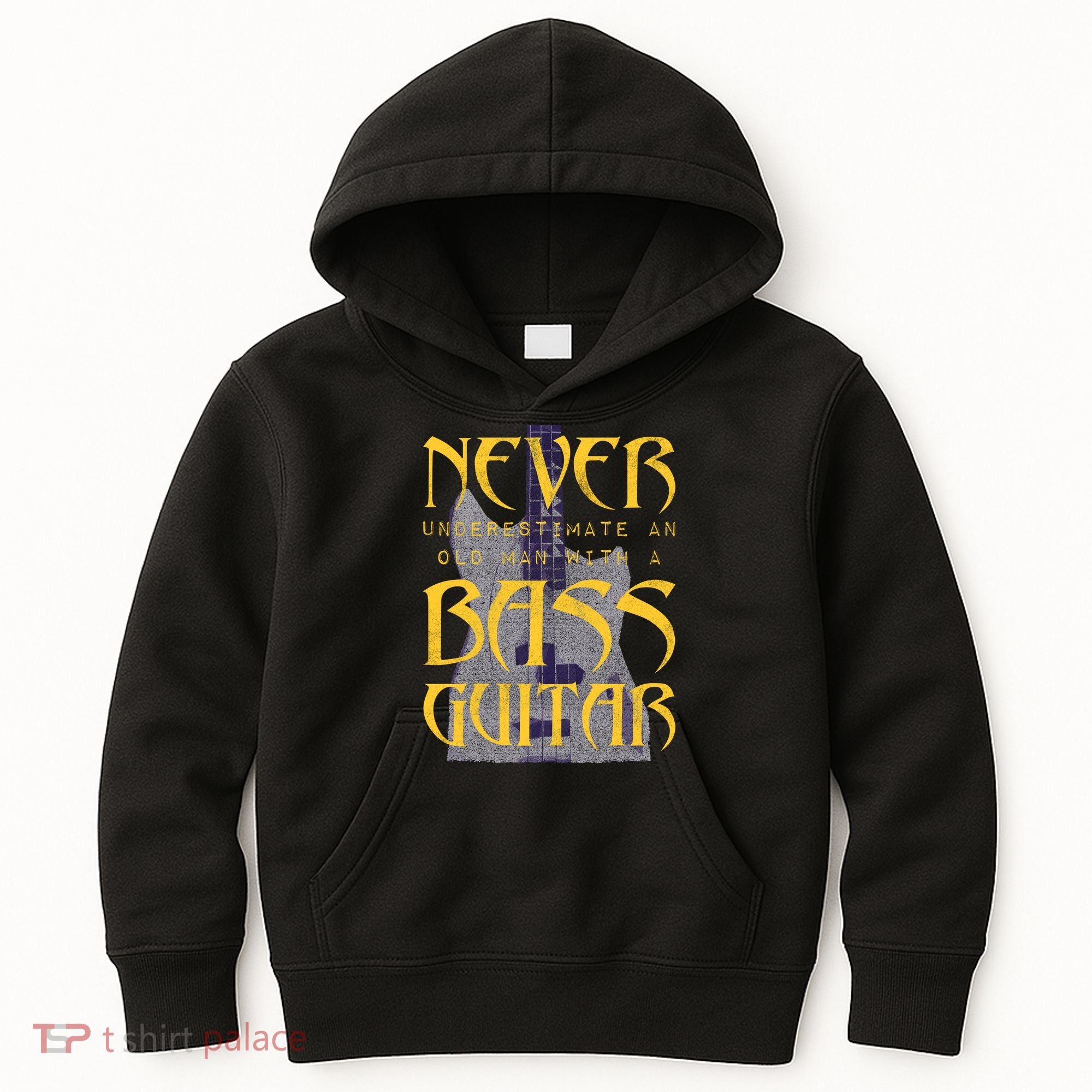 Never Underestimate Old Man With A Bass Guitar Kids Hoodie